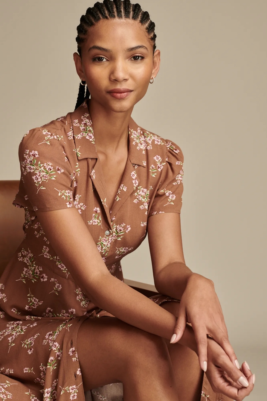 COLLARED BUTTON THROUGH MIDI DRESS, image 6