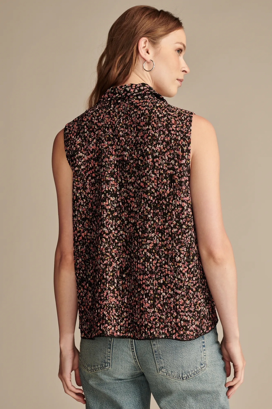 PRINTED SLEEVELESS MICRO PLEATED BUTTOND, image 4
