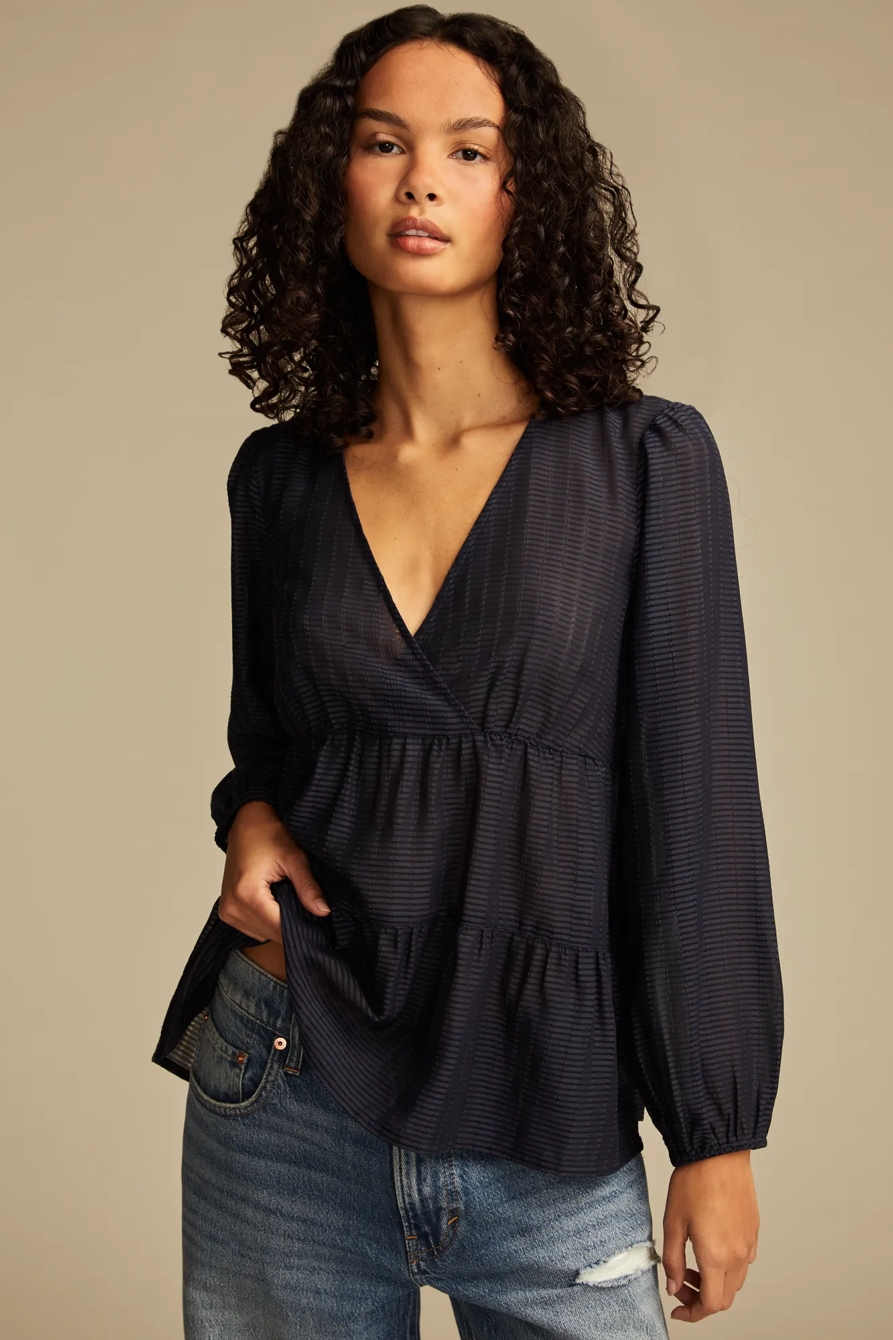 STRIPED V-NECK BLOUSE, image 1