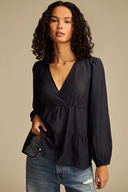 STRIPED V-NECK BLOUSE, image 1