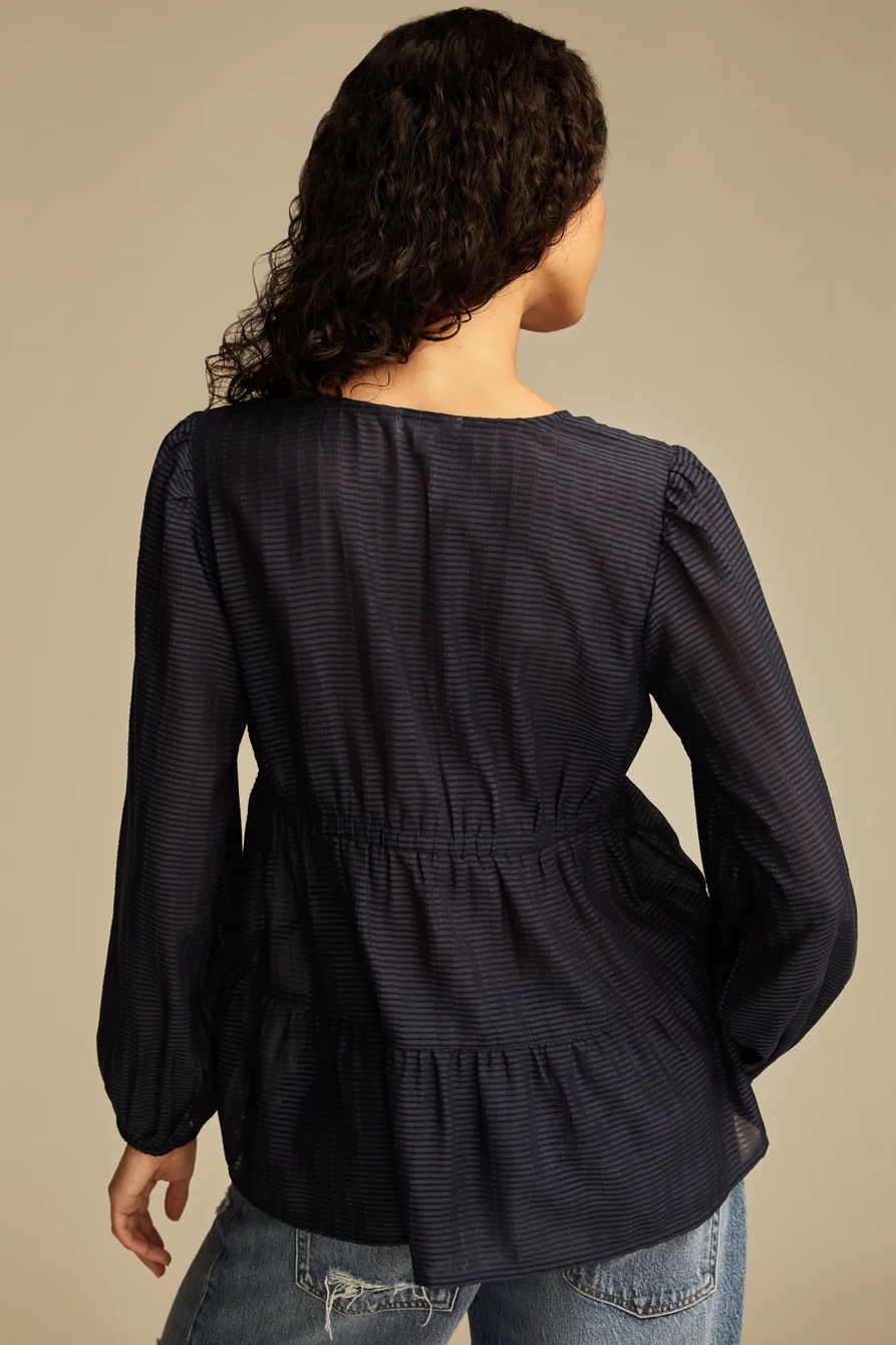 STRIPED V-NECK BLOUSE, image 4