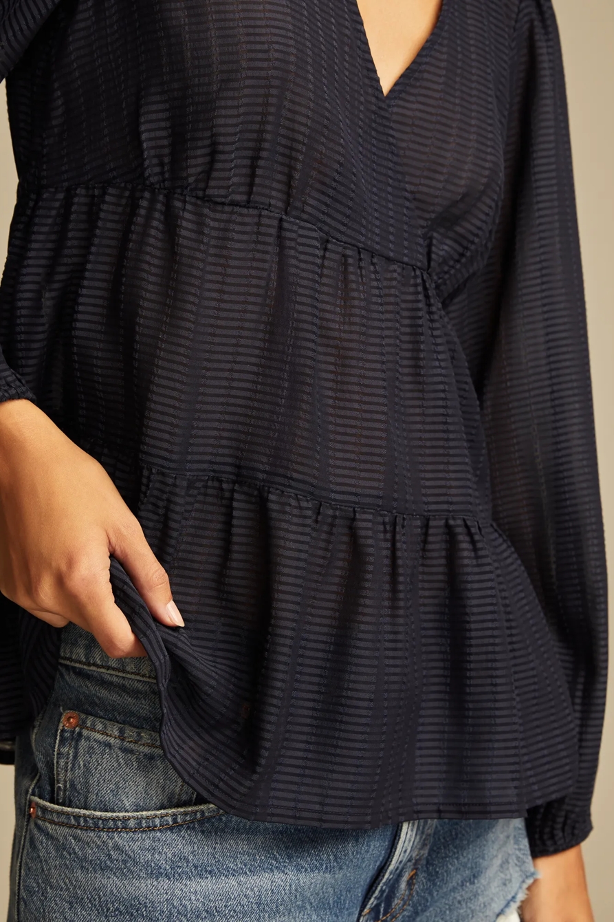 STRIPED V-NECK BLOUSE, image 5