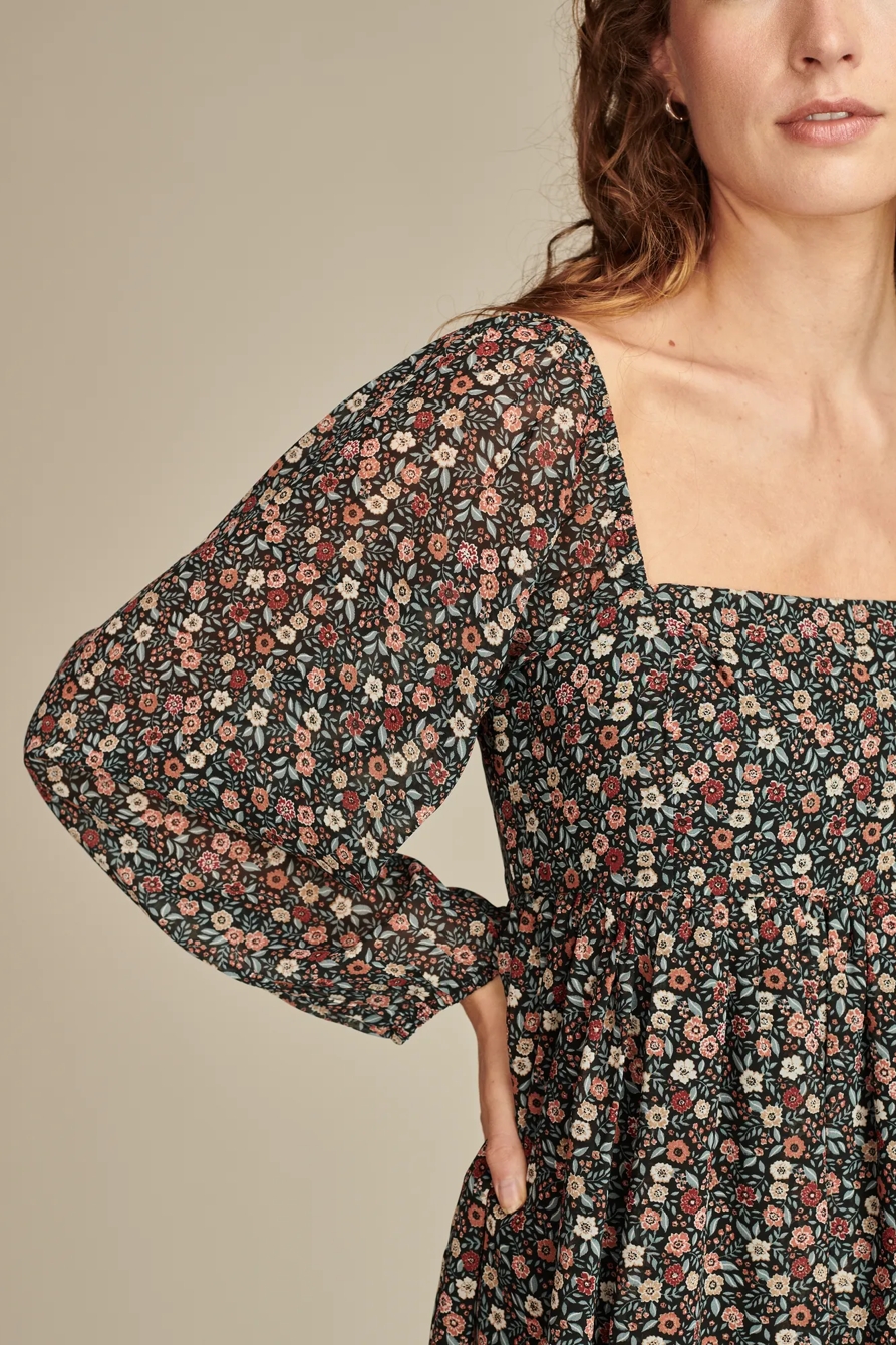 SQUARE NECK LONG SLEEVE MINI DRESS, image 3