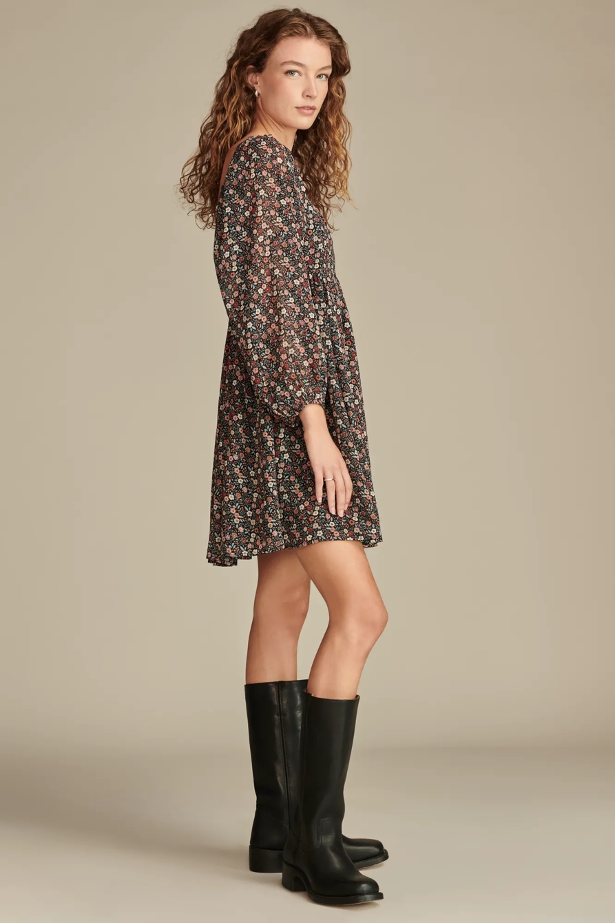 SQUARE NECK LONG SLEEVE MINI DRESS, image 4