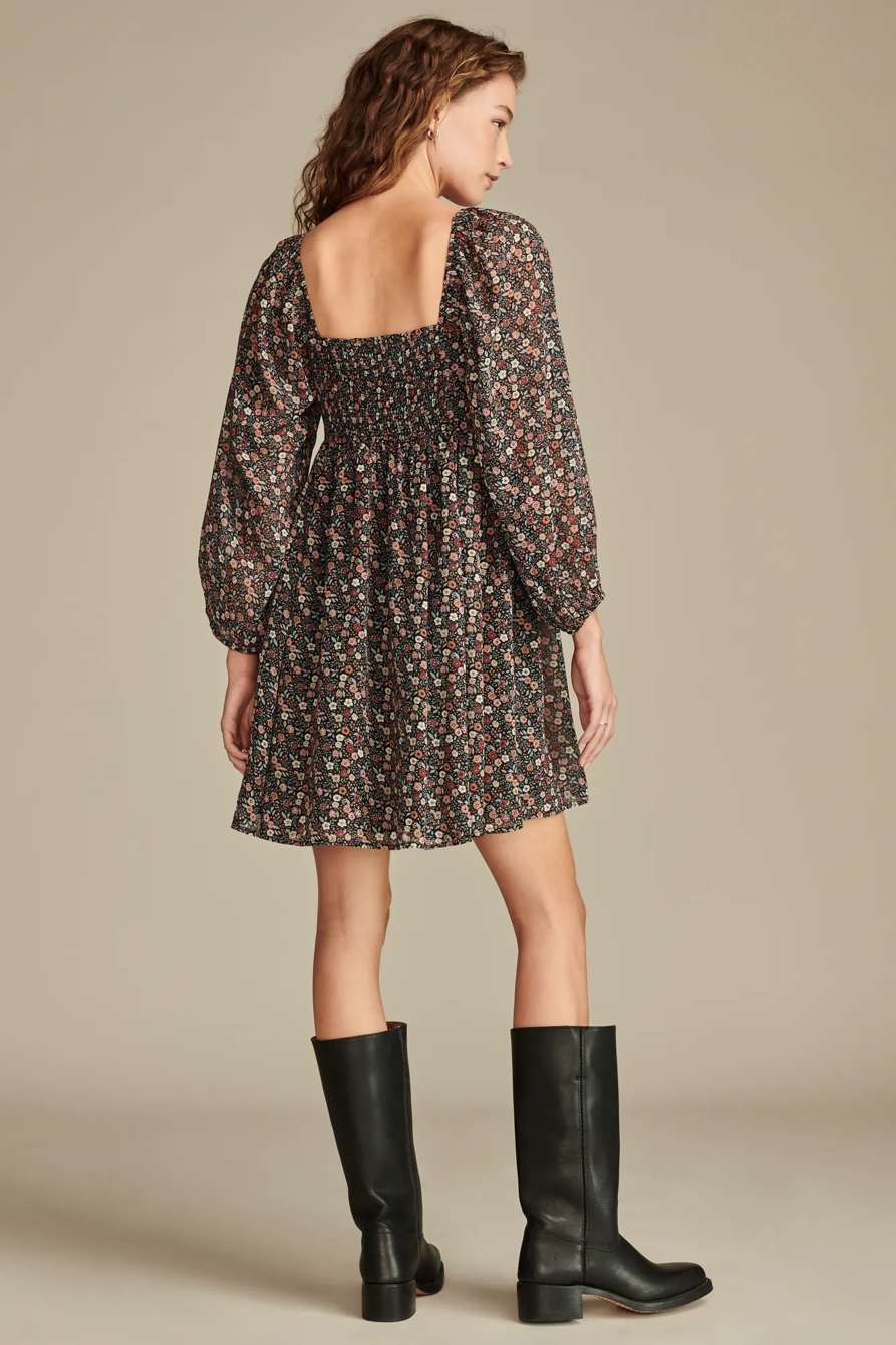 SQUARE NECK LONG SLEEVE MINI DRESS, image 5