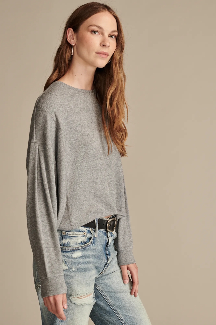 METALLIC CLOUD SOFT CREW TOP, image 4