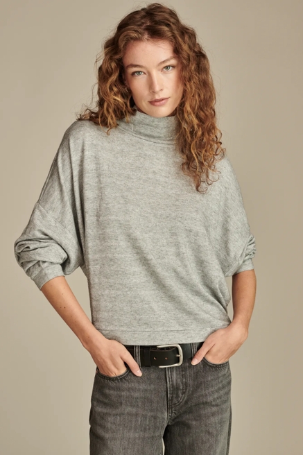 Cloud Shine Stripe Mock Neck Top, image 1