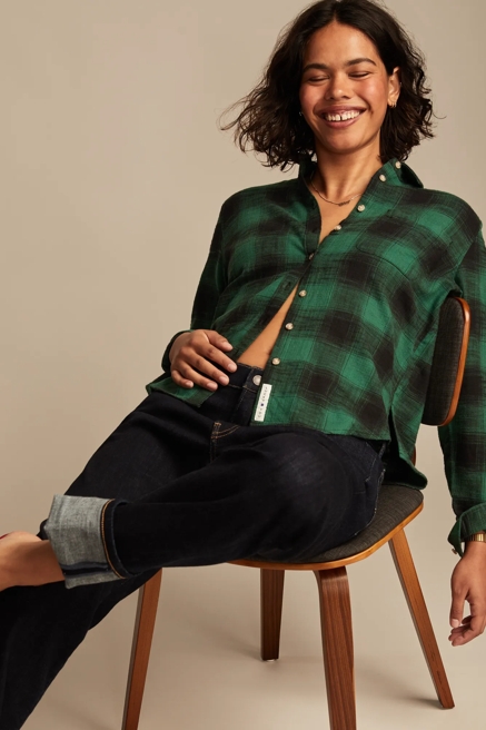 CLYDE PLAID BOYFRIEND BUTTON DOWN SHIRT, image 1
