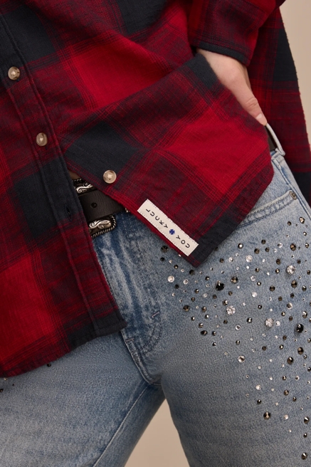 CLYDE PLAID BOYFRIEND BUTTON DOWN SHIRT, image 2