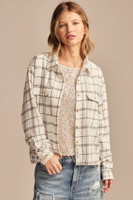 RAW EDGE CROPPED BUTTON DOWN SHIRT, image 2