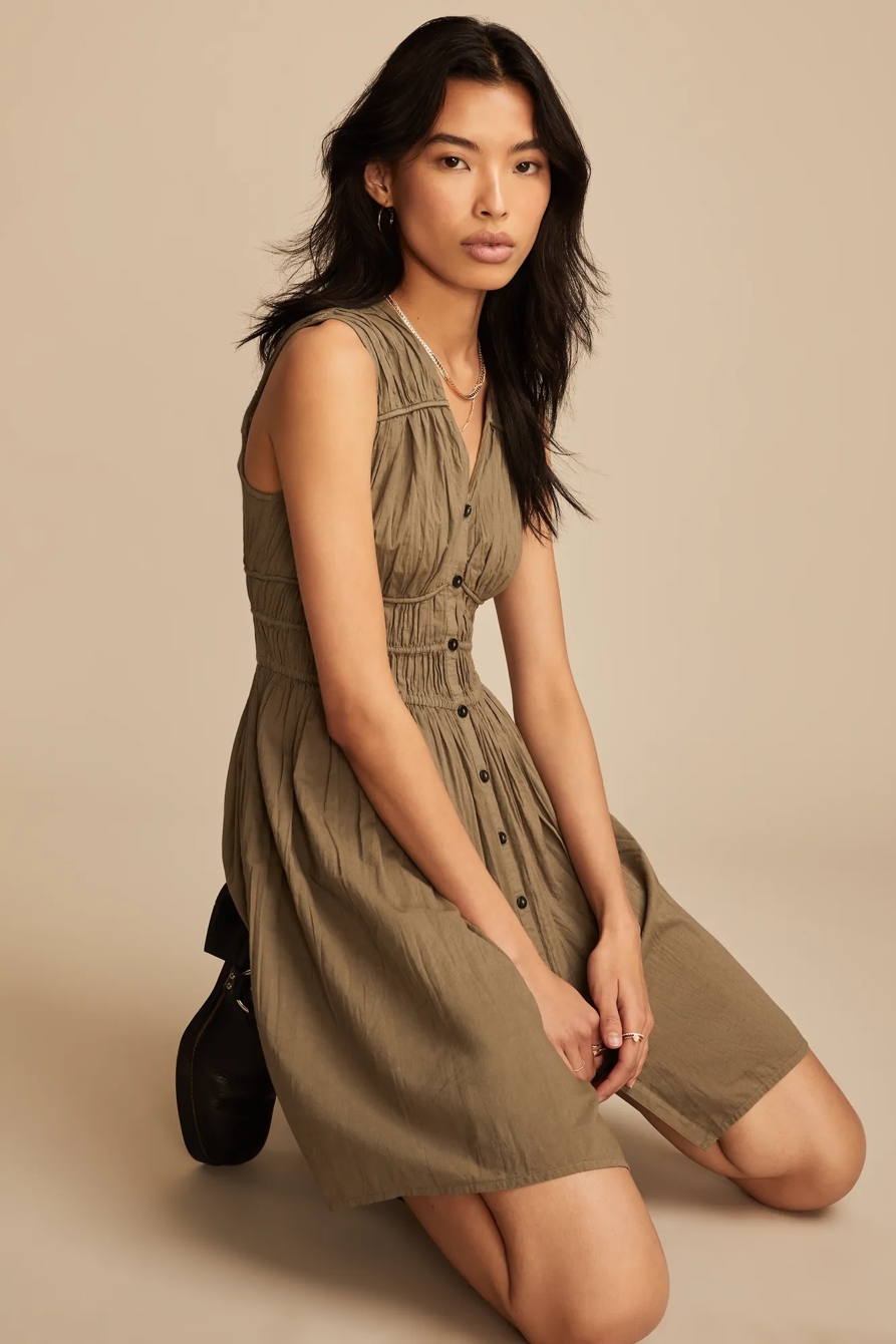BROOMSTICK BUTTON FRONT MINI DRESS, image 2