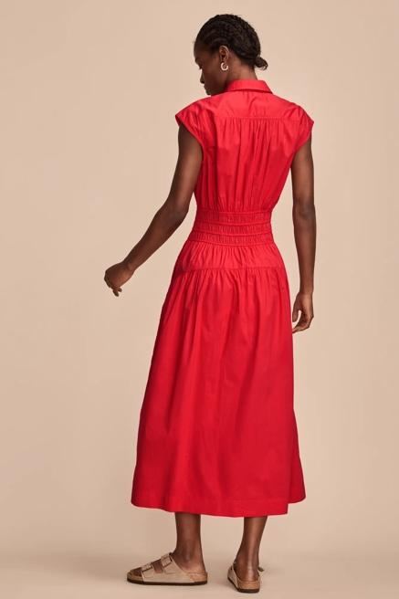 SMOCKED DROPPED WAIST MIDI DRESS, image 3