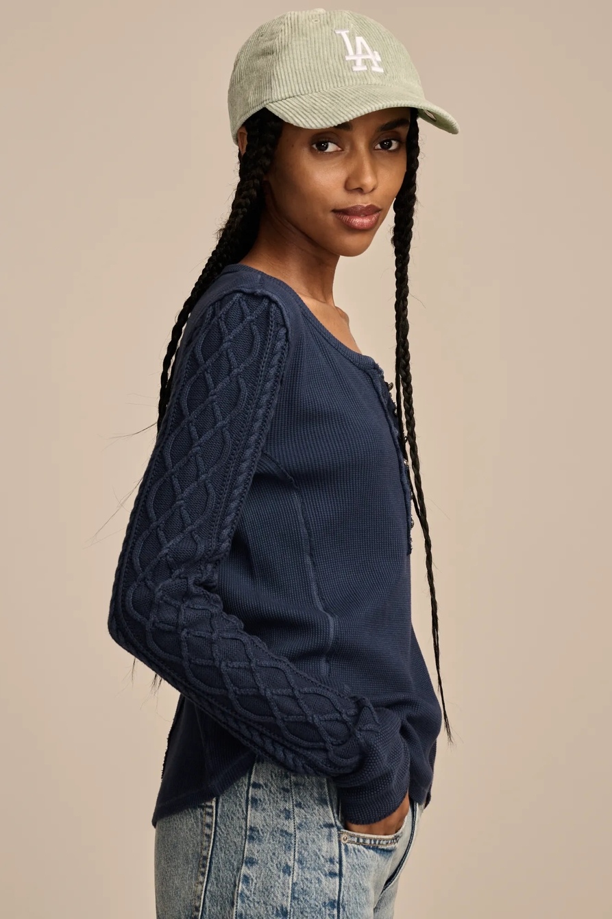 TEXTURED MIXED SLEEVE HENLEY, image 4
