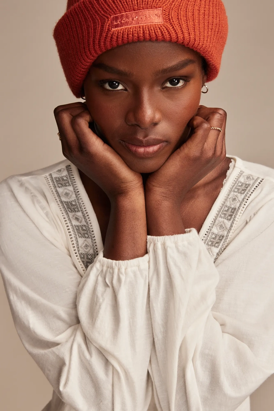 SQUARE NECK EMBROIDERED PEASANT TOP