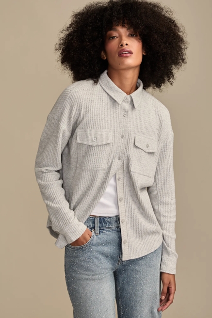 CLOUD WAFFLE BUTTONDOWN TOP, image 1