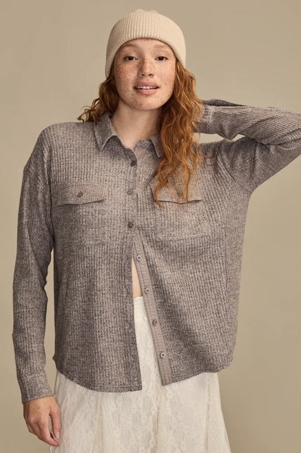 CLOUD WAFFLE BUTTONDOWN TOP, image 1