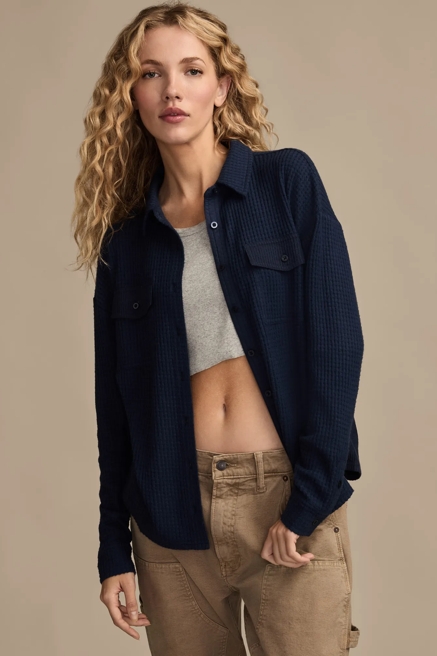 CLOUD WAFFLE BUTTONDOWN TOP, image 1