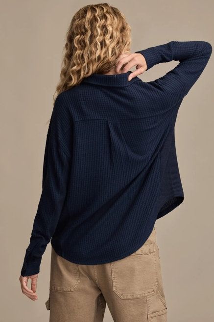 CLOUD WAFFLE BUTTONDOWN TOP, image 3