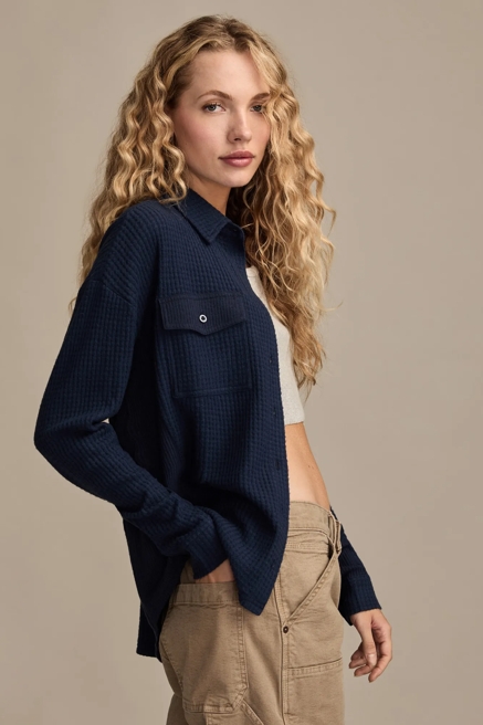 CLOUD WAFFLE BUTTONDOWN TOP, image 4