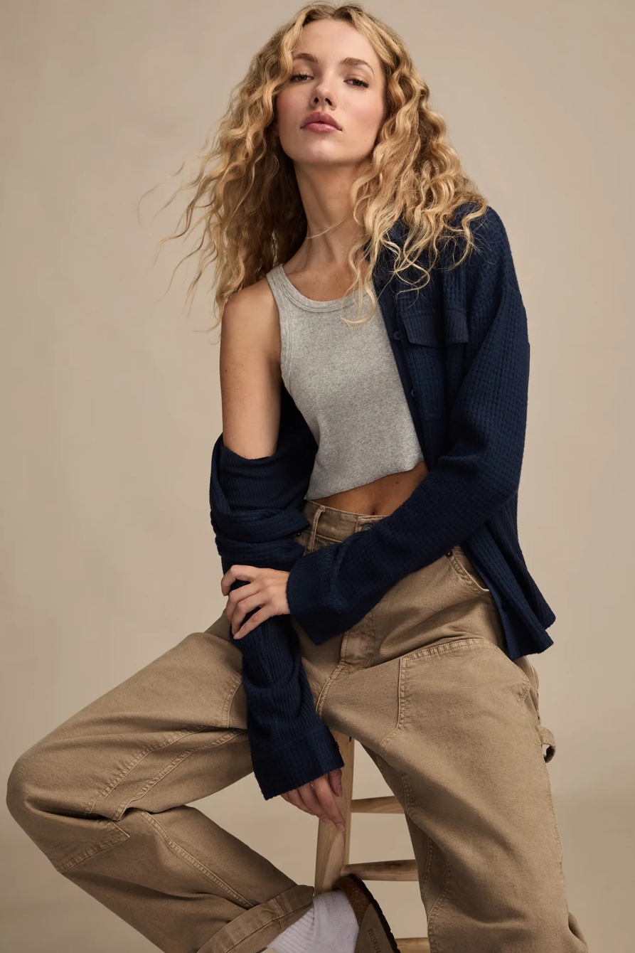 CLOUD WAFFLE BUTTONDOWN TOP, image 5