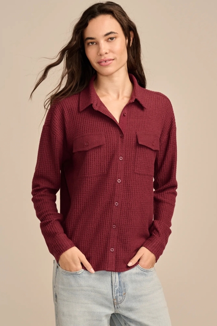 CLOUD WAFFLE BUTTON DOWN TOP, image 2