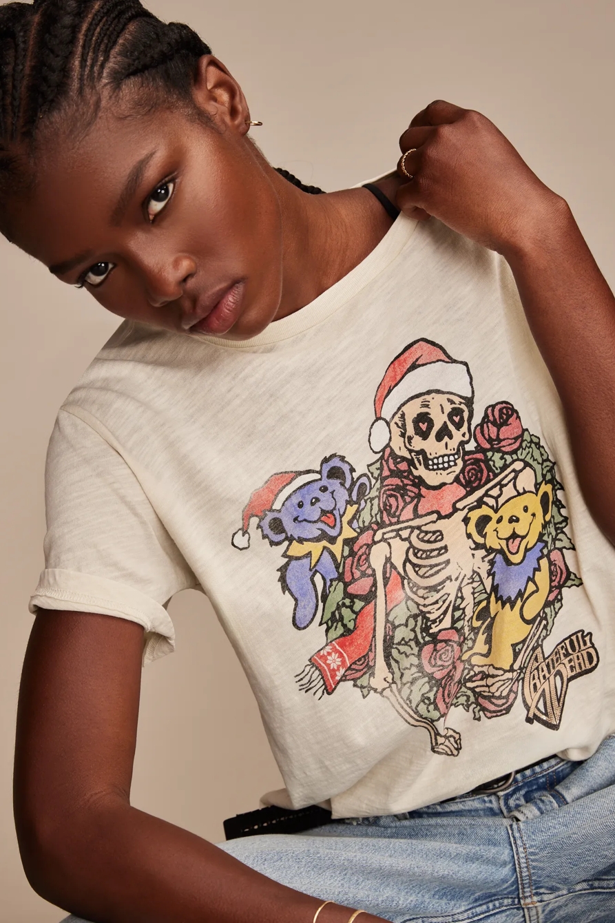GRATEFUL DEAD CHRISTMAS SKELETON BOYFRIEND TEE, image 2