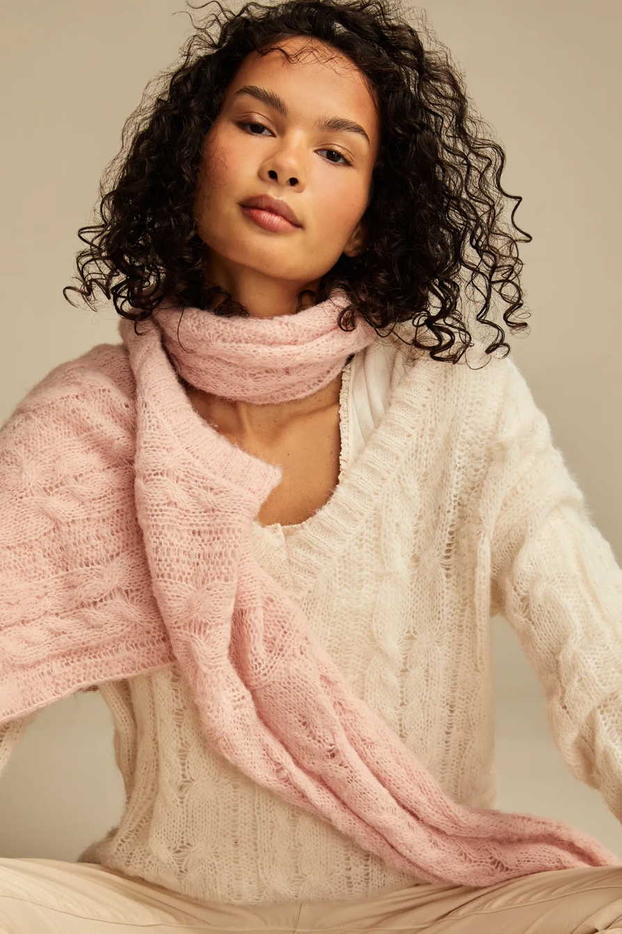 FUZZY CABLE PULLOVER SWEATER, image 2