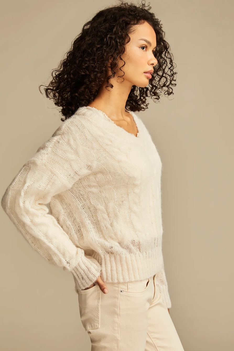 FUZZY CABLE PULLOVER SWEATER, image 3