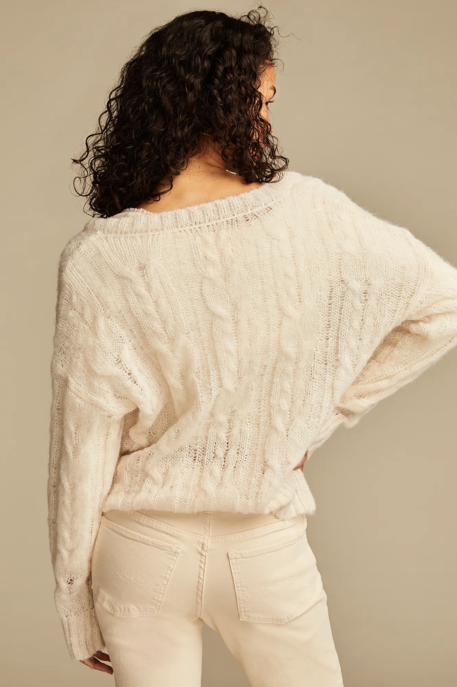 FUZZY CABLE PULLOVER SWEATER, image 4