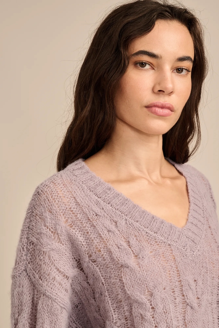 FUZZY CABLE PULLOVER SWEATER, image 3