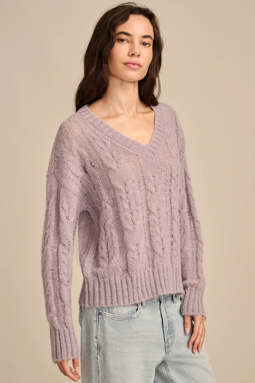 FUZZY CABLE PULLOVER SWEATER, image 4