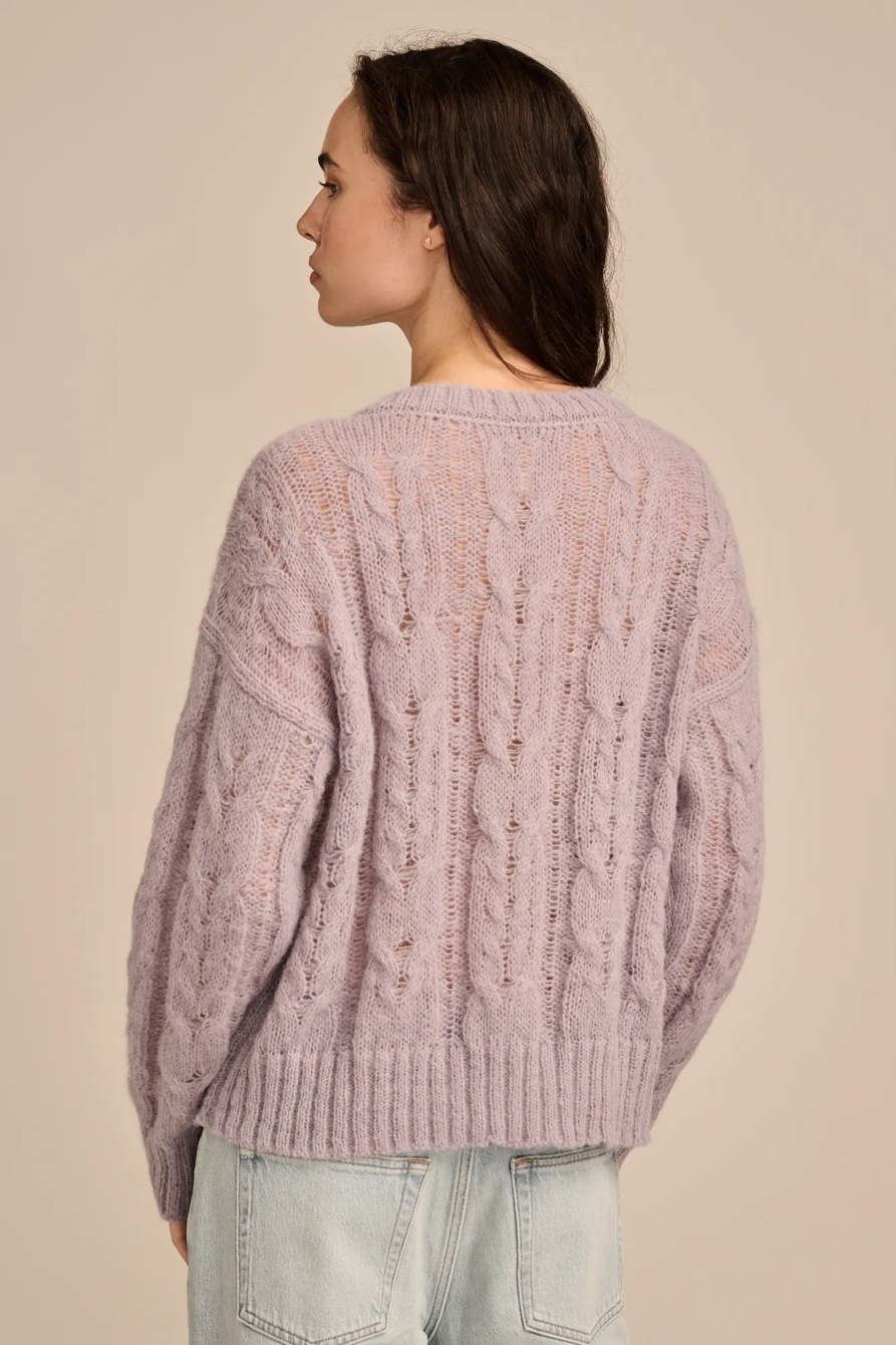 FUZZY CABLE PULLOVER SWEATER, image 5