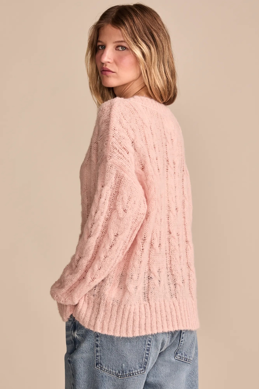 FUZZY CABLE PULLOVER SWEATER, image 5