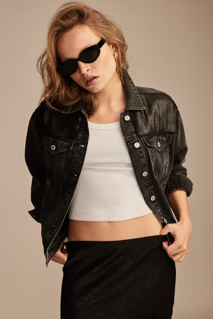 METALLIC DENIM TRUCKER JACKET, image 2