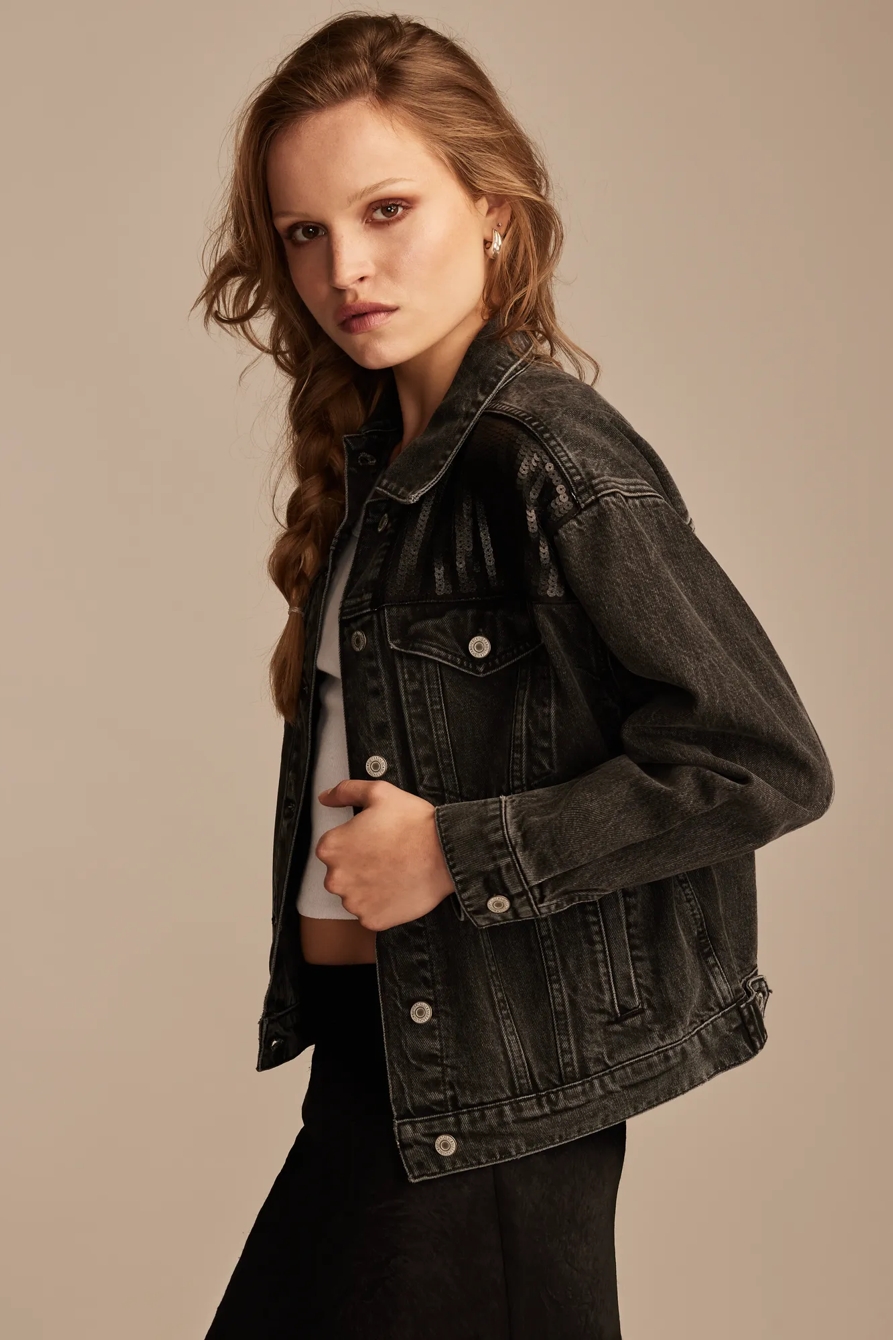 METALLIC DENIM TRUCKER JACKET, image 5