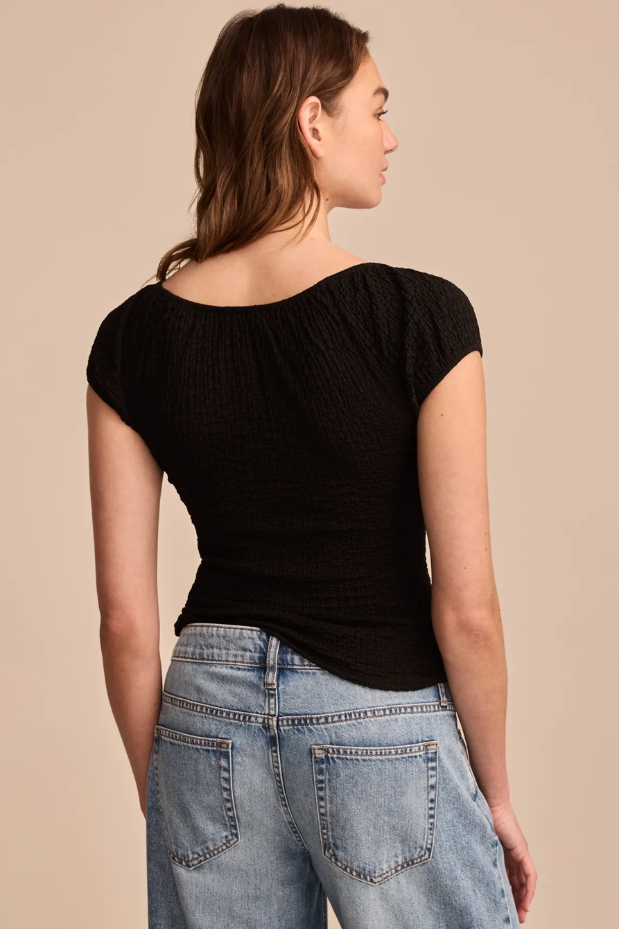 TEXTURED SCOOP NECK TOP