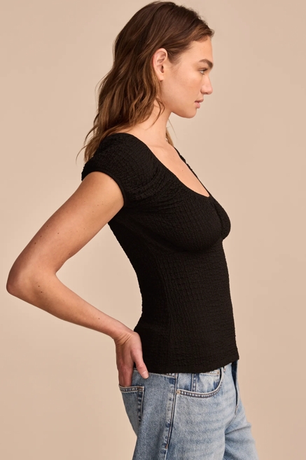 TEXTURED SCOOP NECK TOP, image 4
