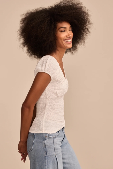 TEXTURED SCOOP NECK TOP, image 4