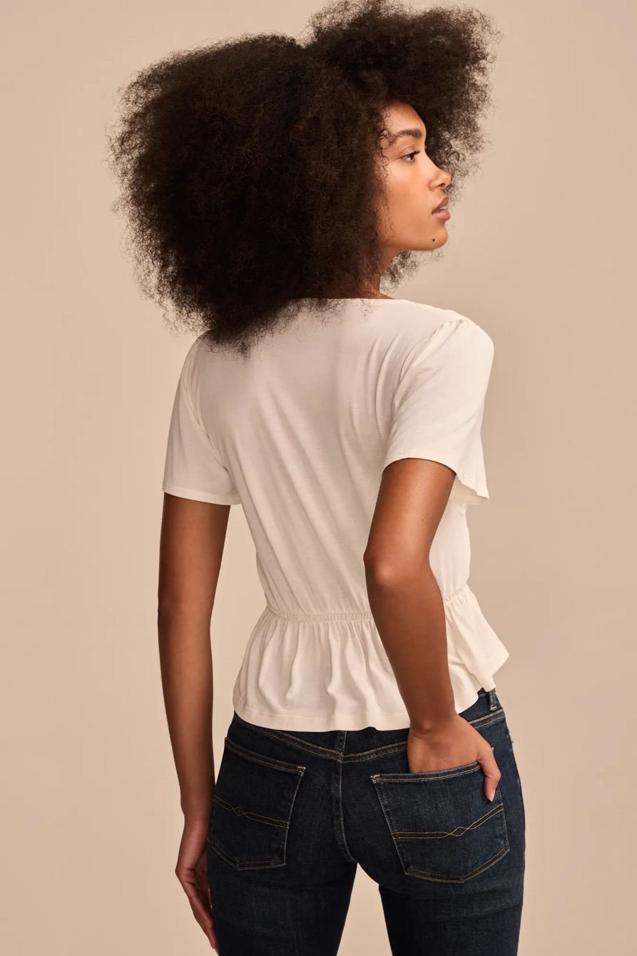 SANDWASH SHIRRED BUTTON FRONT TOP