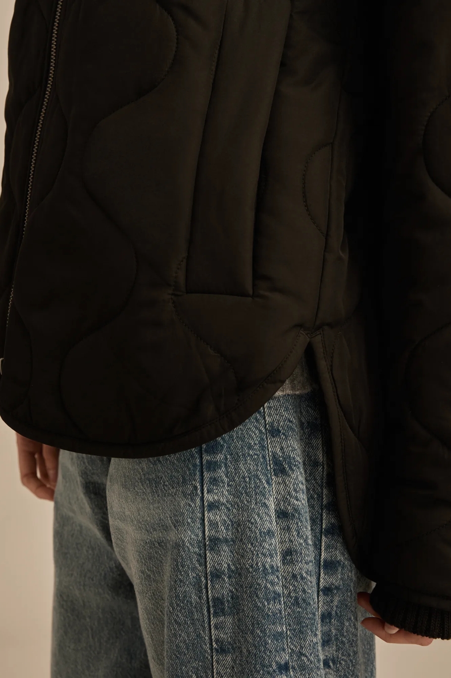 QUILTED JACKET WITH RIBBED COLLAR, image 5