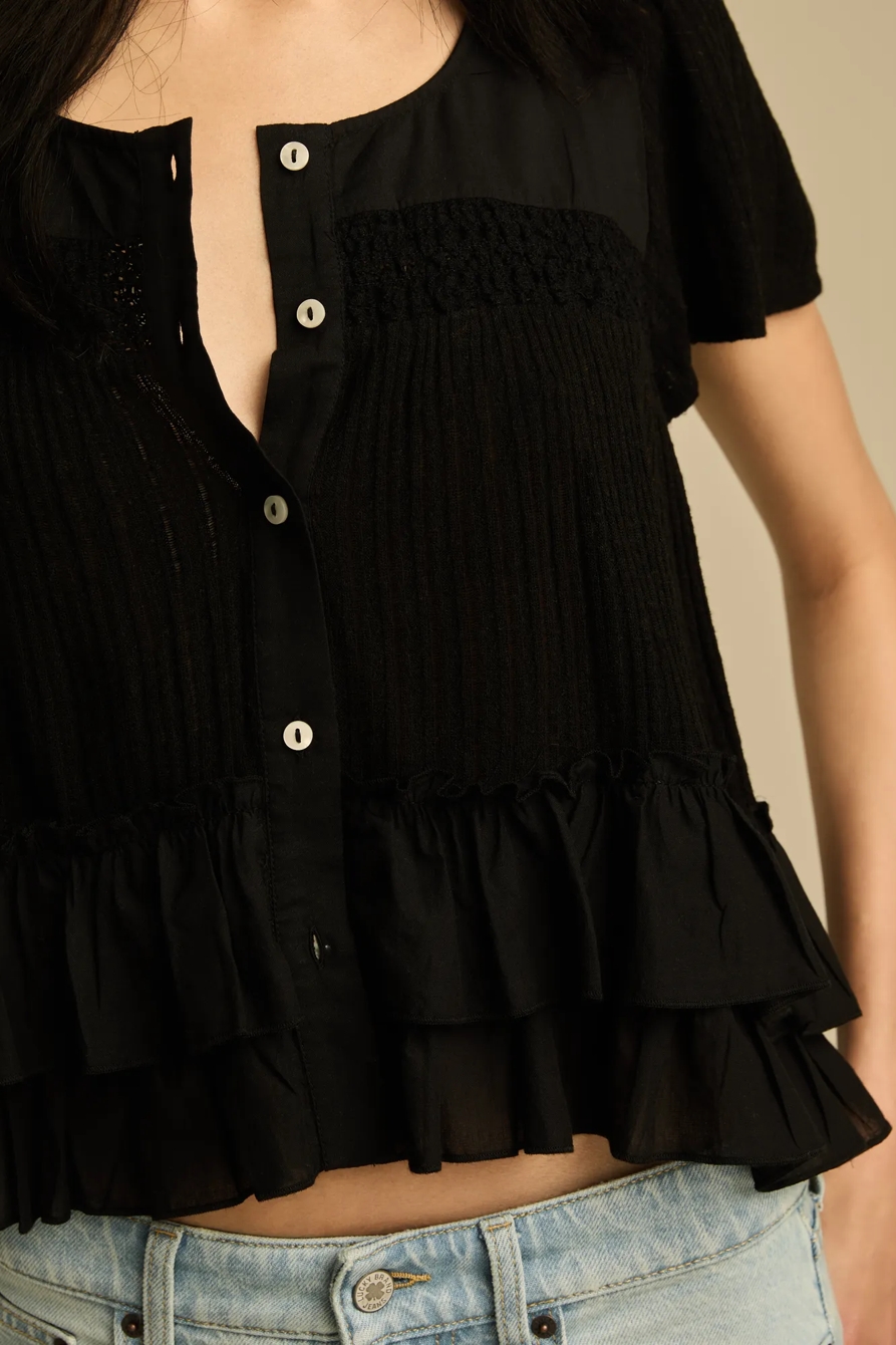 SMOCKED LACE TEE, image 2