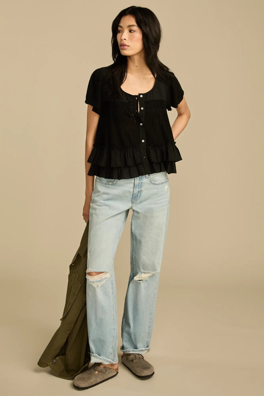 SMOCKED LACE TEE, image 3