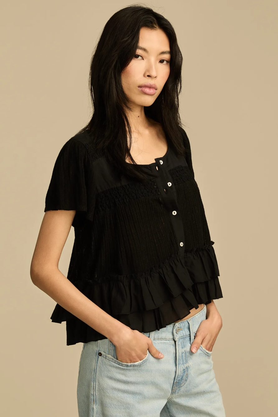 SMOCKED LACE TEE, image 4