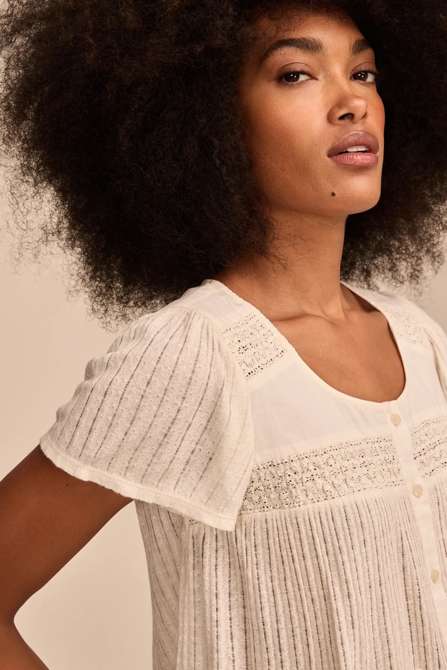 SMOCKED LACE TEE, image 3