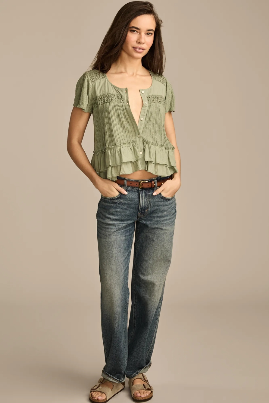 SMOCKED LACE TEE, image 3