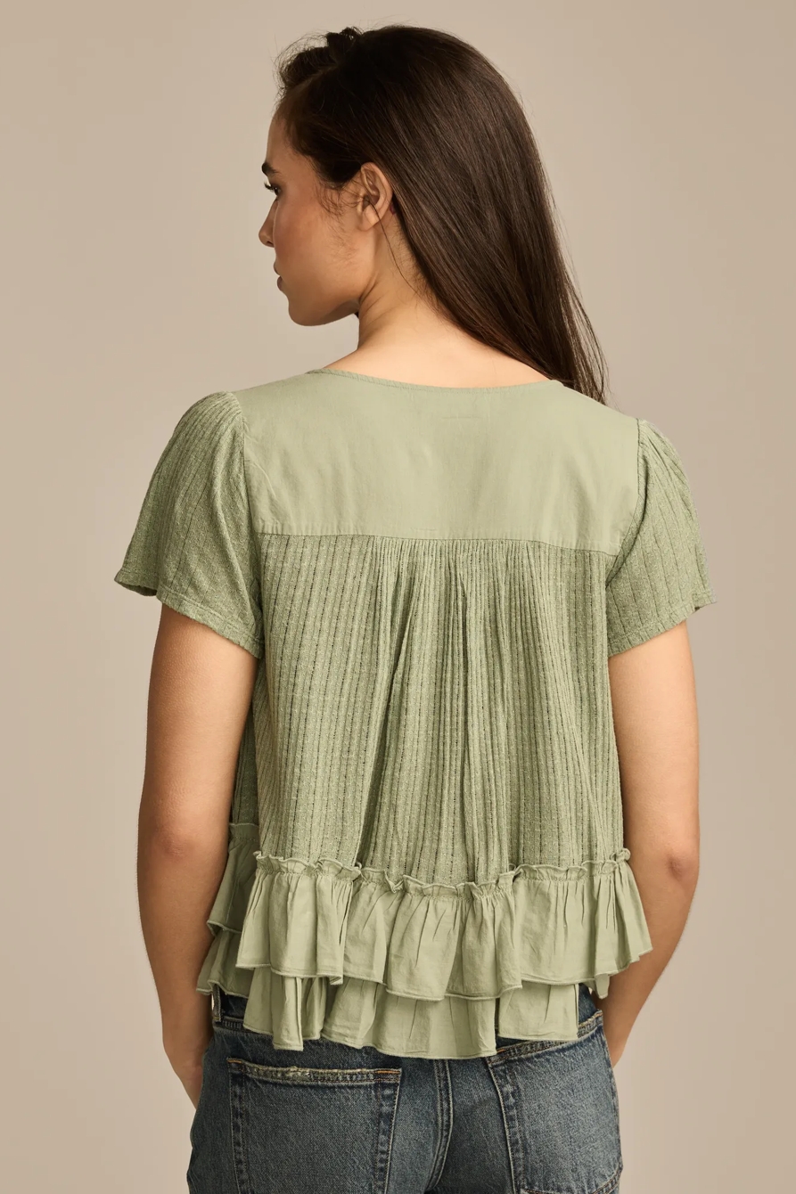 SMOCKED LACE TEE, image 5