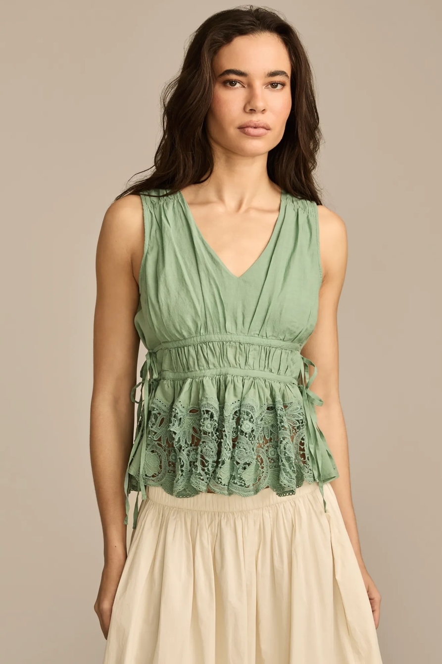 LACE RUCHED TANK TOP, image 3