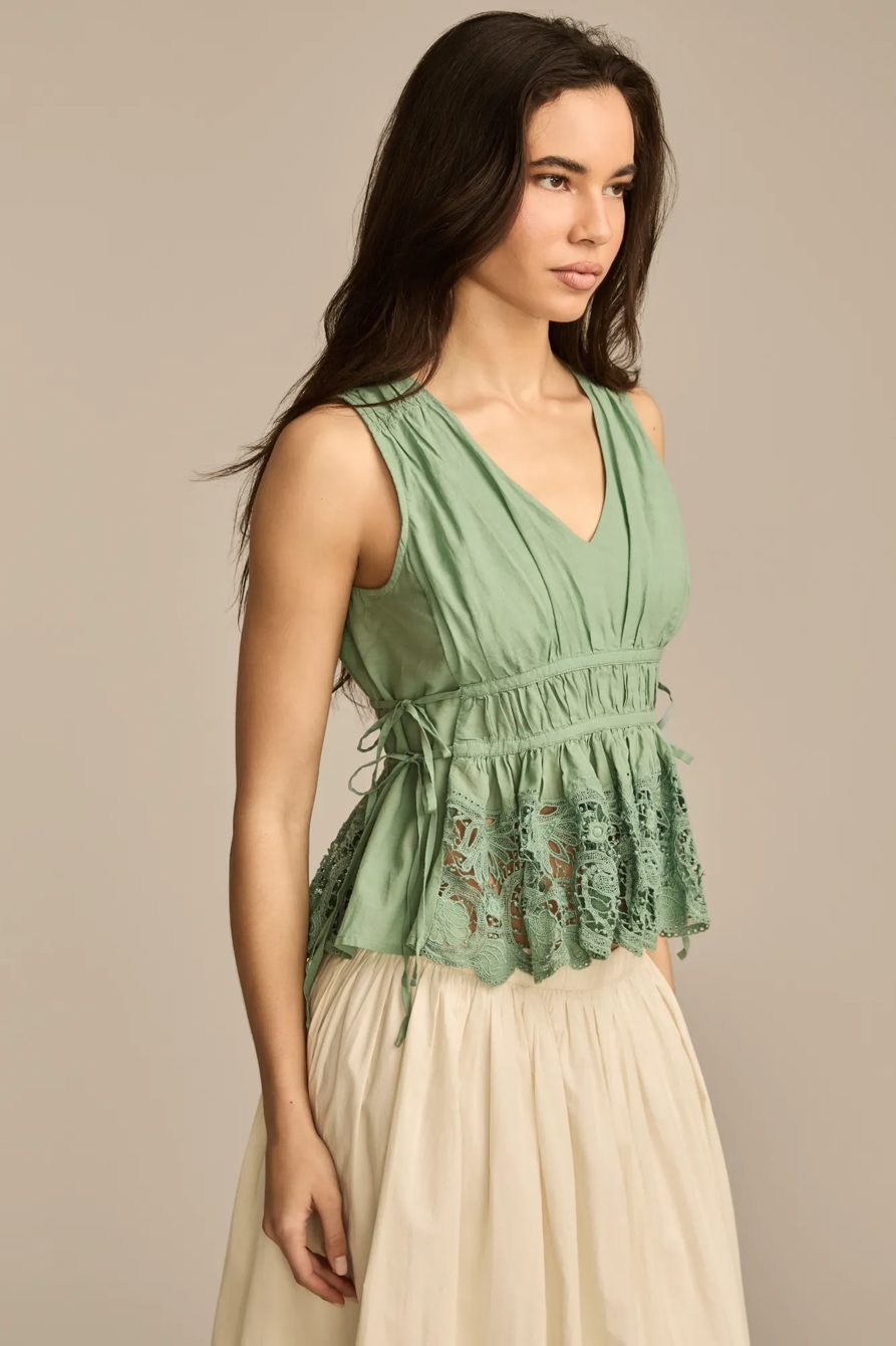 LACE RUCHED TANK TOP, image 4