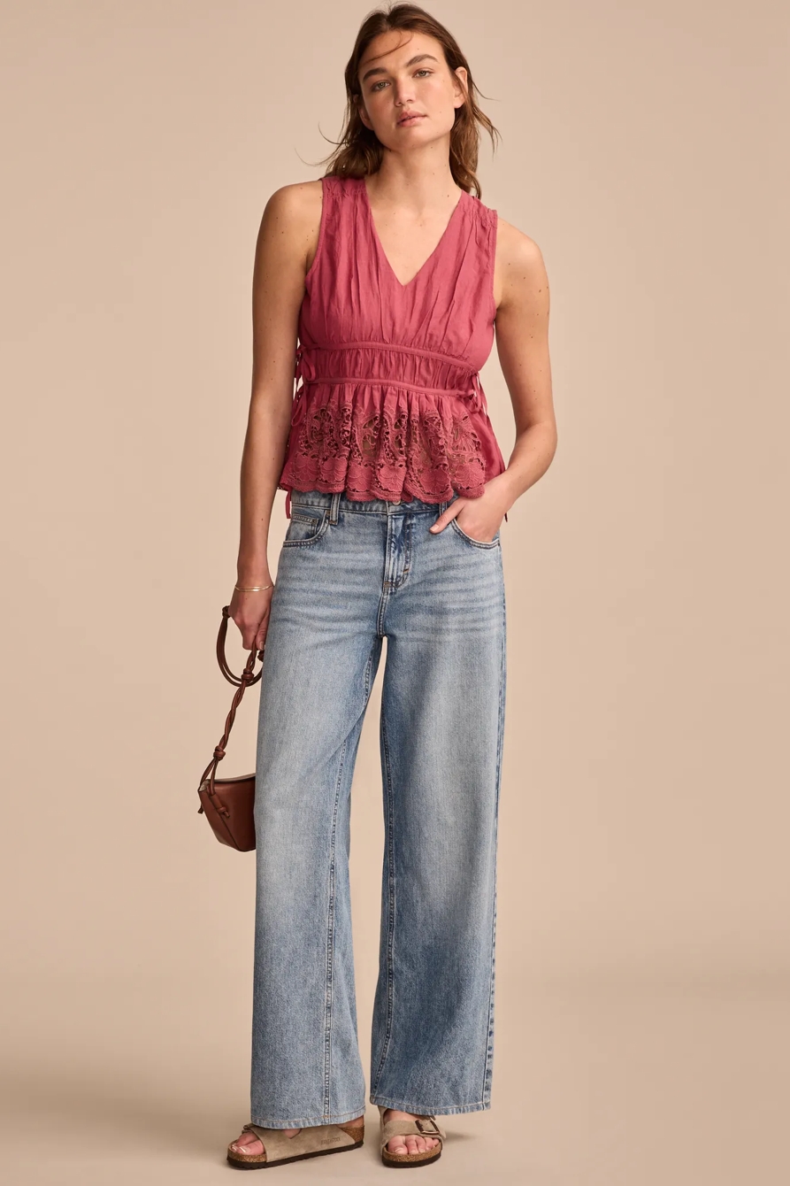 LACE RUCHED TANK TOP, image 2