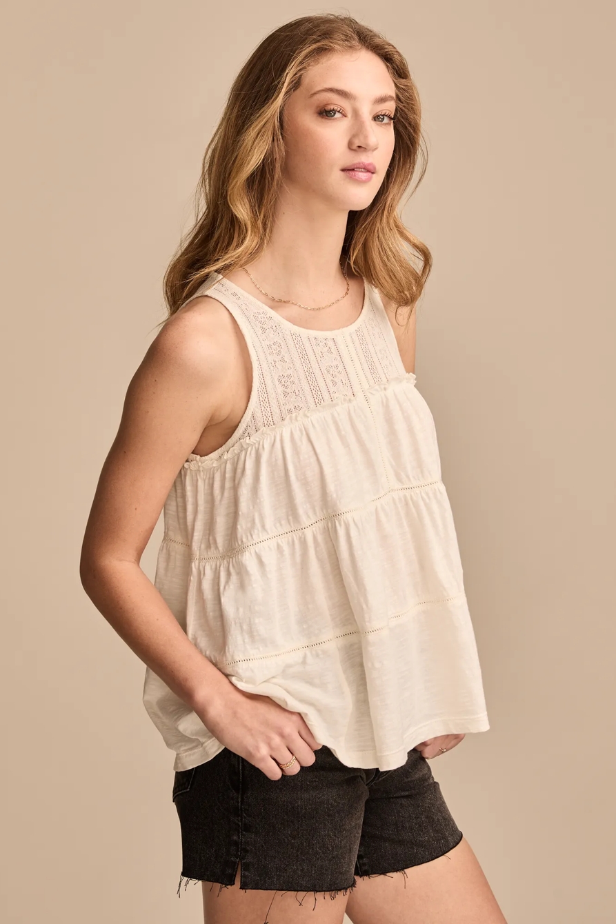 LACE RUFFLE HIGH NECK TIERED TUNIC, image 4